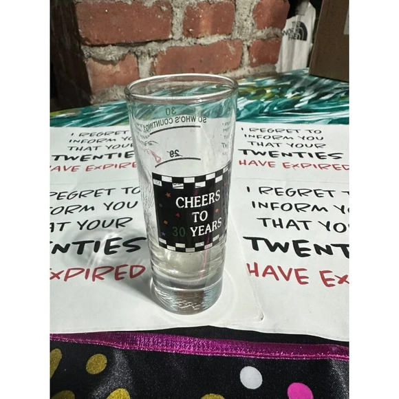 30th Birthday Shot Glass & stickers - Picture 1 of 5